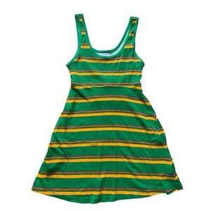 Urban Outfitters Green Striped Sleeveless Dress S